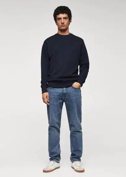 Lightweight cotton sweatshirt dark navy - Man - XS - MANGO MAN