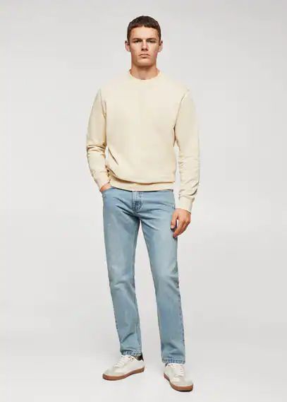 Lightweight cotton sweatshirt sand - Man - XS - MANGO MAN