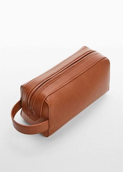 Leather cosmetic bag leather - Man - One size - MANGO MAN