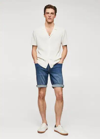 Slim-fit denim bermuda shorts dark blue - Man - 36 - MANGO MAN