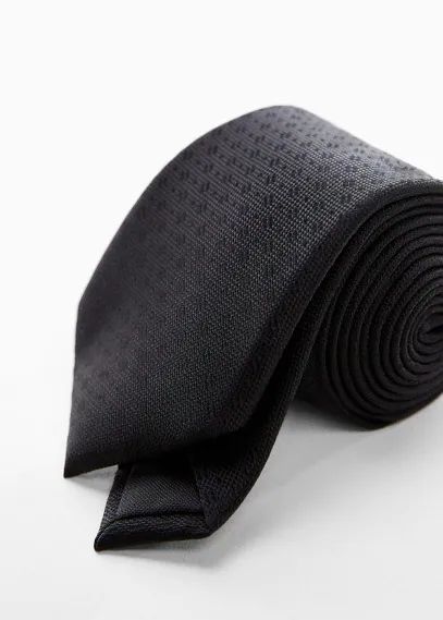 Anti-wrinkle jacquard tie black - Man - One size - MANGO MAN