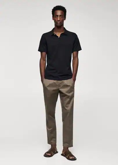 Slim-fit textured cotton polo shirt black - Man - XS - MANGO MAN
