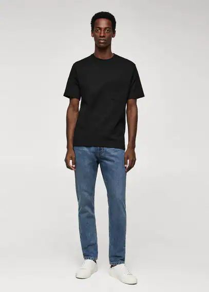 Pocket cotton T-shirt black - Man - XS - MANGO MAN