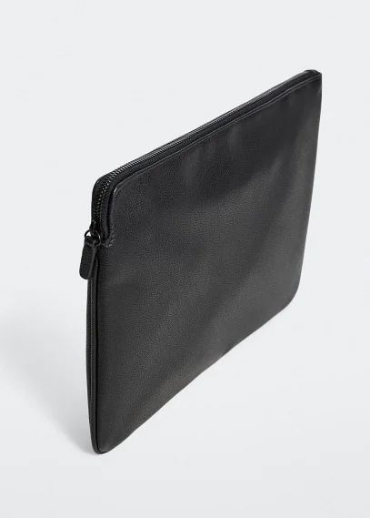 Leather-effect laptop case black - Man - One size - MANGO MAN