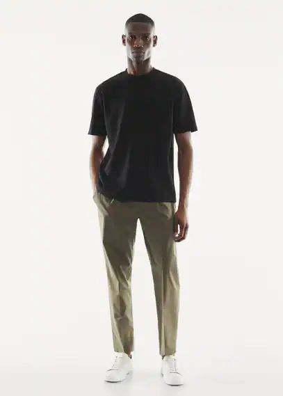 Breathable cotton t-shirt black - Man - XS - MANGO MAN