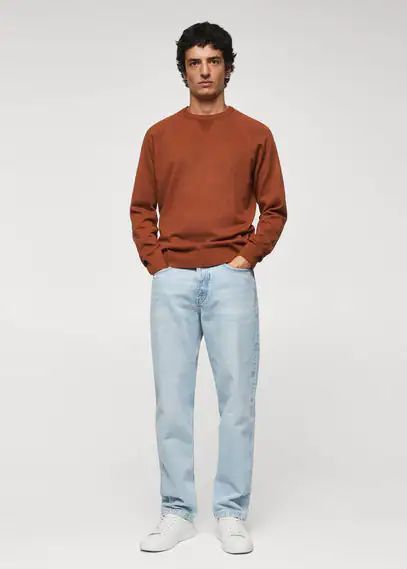 Fine-knit cotton sweater russet - Man - S - MANGO MAN