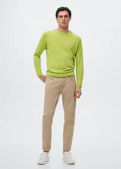 Textured cotton sweater green apple - Man - XL - MANGO MAN