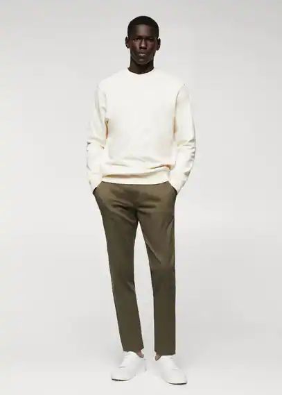 Cotton tapered crop pants medium green - Man - 29 - MANGO MAN