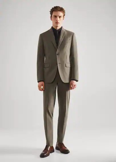 Slim fit suit trousers pastel green - Man - 29 - MANGO MAN