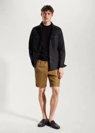 100% linen shorts olive green - Man - 30 - MANGO MAN