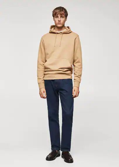 Basic light hooded sweatshirt medium brown - Man - XS - MANGO MAN