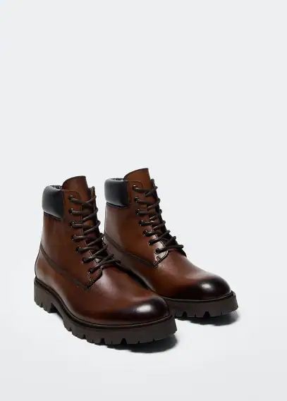 Lace-up leather boots leather - Man - 7 - MANGO MAN