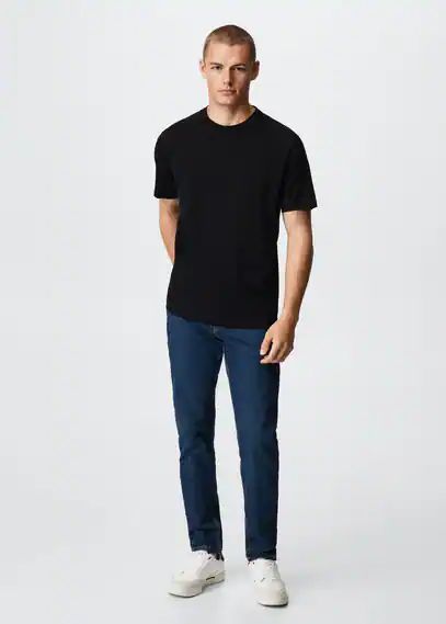 Mercerised regular-fit t-shirt black - Man - XS - MANGO MAN