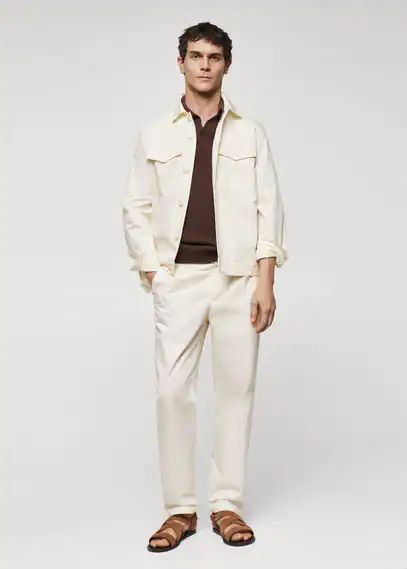 Cotton pleated trousers ecru - Man - 30 - MANGO MAN