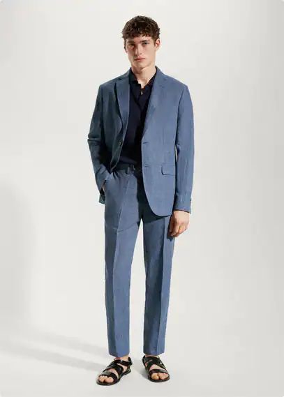 100% linen suit trousers indigo blue - Man - 29 - MANGO MAN
