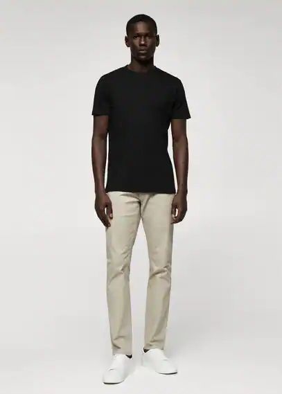 Sustainable cotton basic T-shirt black - Man - XS - MANGO MAN