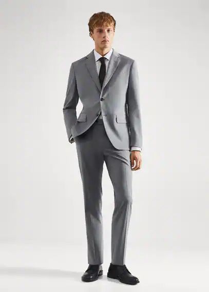 Slim fit check suit trousers grey - Man - 29 - MANGO MAN