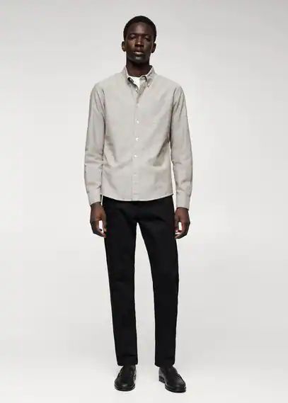 Regular fit Oxford cotton shirt khaki - Man - XS - MANGO MAN