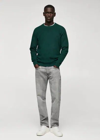 Structured cotton sweater dark green - Man - S - MANGO MAN