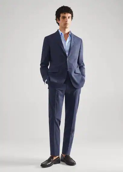 Slim fit suit trousers indigo blue - Man - 29 - MANGO MAN
