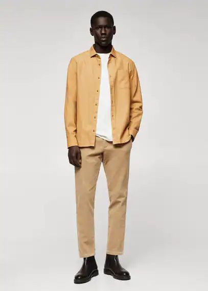 Tapered cropped corduroy trousers beige - Man - 29 - MANGO MAN
