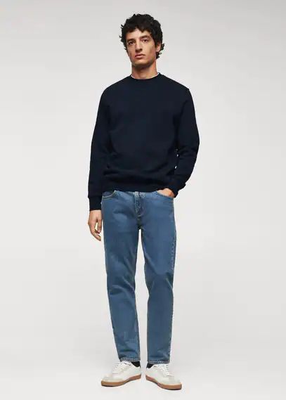 Plush cotton sweatshirt navy - Man - XS - MANGO MAN