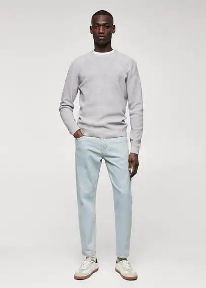 Structured cotton sweater medium heather grey - Man - S - MANGO MAN