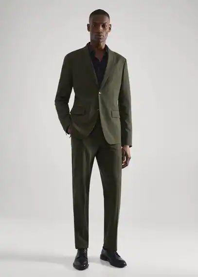 Slim fit suit trousers green - Man - 29 - MANGO MAN