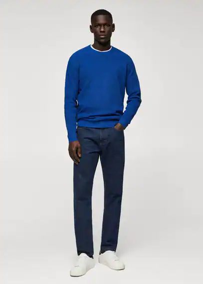 Structured cotton sweater vibrant blue - Man - S - MANGO MAN
