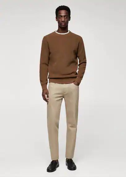 Structured cotton sweater brown - Man - S - MANGO MAN