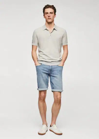 Slim-fit denim bermuda shorts medium blue - Man - 34 - MANGO MAN