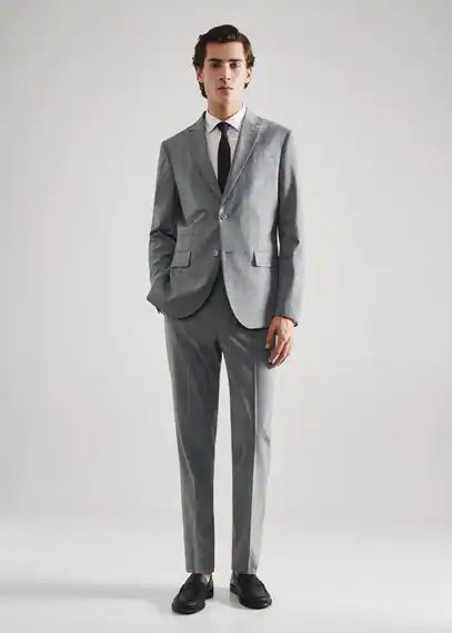 Slim fit wool suit trousers light heather grey - Man - 30 - MANGO MAN