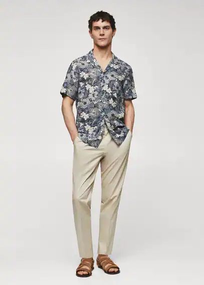 Regular-fit Hawaiian-print regular-fit shirt blue - Man - S - MANGO MAN