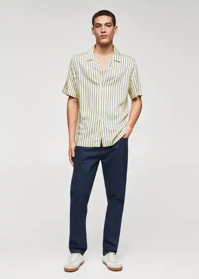 Regular-fit bowling striped shirt yellow - Man - XS - MANGO MAN