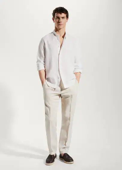 Pinstripe linen trousers beige - Man - 30 - MANGO MAN