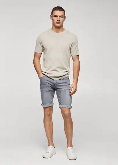 Slim-fit denim bermuda shorts denim grey - Man - 30 - MANGO MAN