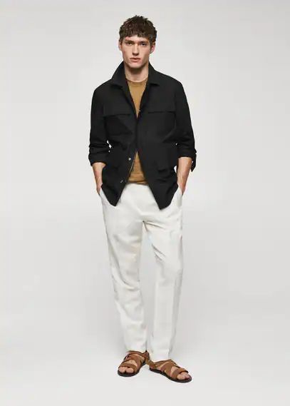 Cotton jacket with pockets black - Man - S - MANGO MAN
