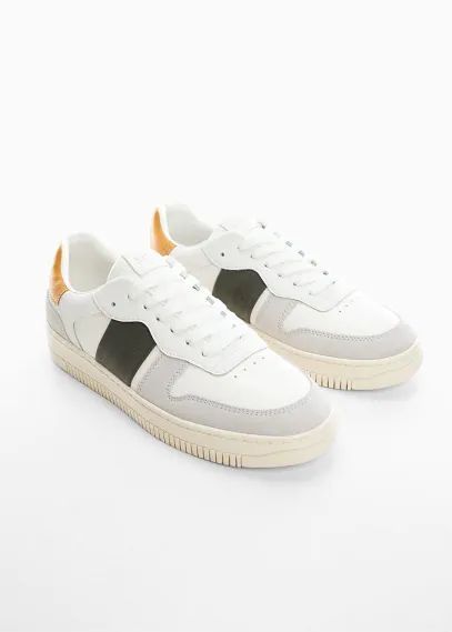 Combined leather sneakers white - Man - 6 - MANGO MAN