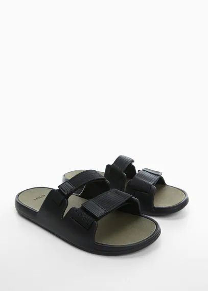 Velcro strap sandal black - Man - 5½ - MANGO MAN