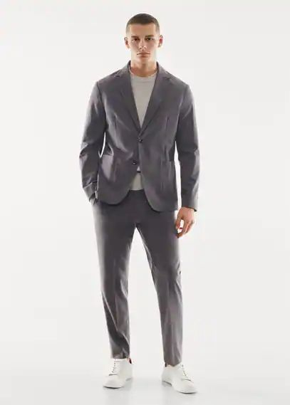 Breathable slim-fit suit trousers grey - Man - 31 - MANGO MAN
