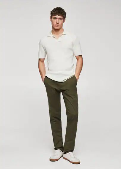 Slim fit serge chino trousers medium green - Man - 30 - MANGO MAN