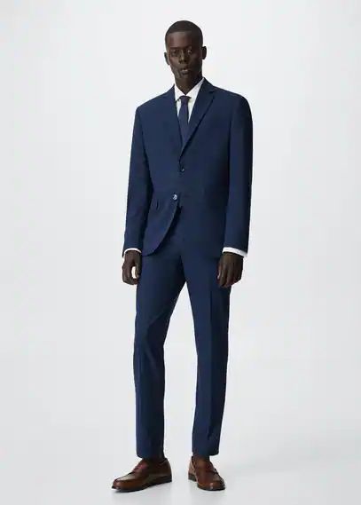 Slim fit microstructure suit trousers ink blue - Man - 29 - MANGO MAN