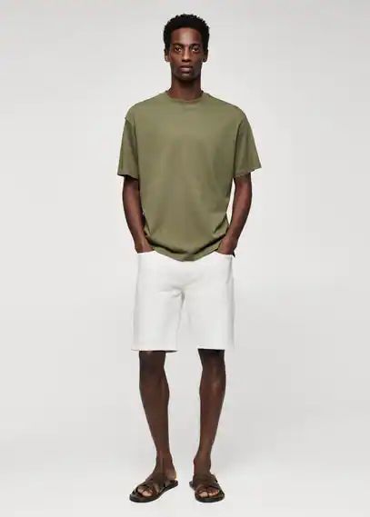 100% cotton relaxed fit T-shirt khaki - Man - XS - MANGO MAN