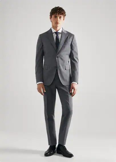 Slim fit virgin wool suit trousers grey - Man - 30 - MANGO MAN
