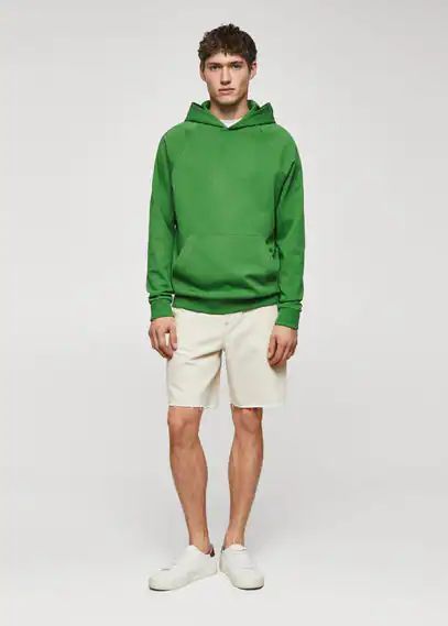 Kangaroo pocket hoodie green - Man - XS - MANGO MAN