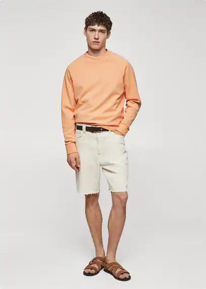 Lightweight cotton sweatshirt peach - Man - XS - MANGO MAN