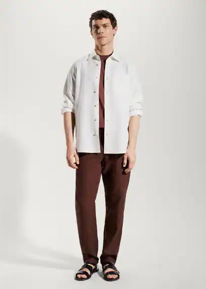 Regular-fit linen lyocell shirt white - Man - S - MANGO MAN