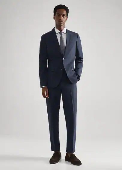 Slim fit wool suit trousers ink blue - Man - 31 - MANGO MAN