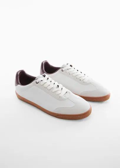 Lace-up leather sneakers white - Man - 6 - MANGO MAN