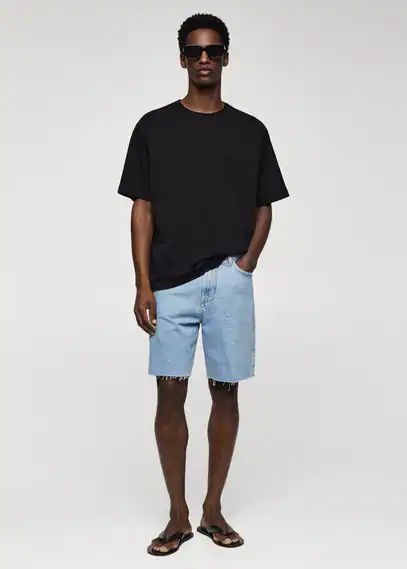 100% cotton relaxed fit T-shirt black - Man - XS - MANGO MAN